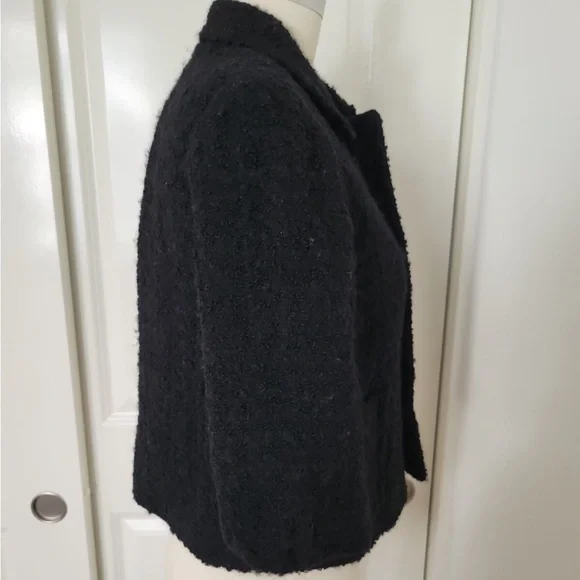 J. Crew Black Bouclé Short Pea Coat Size 0 - Picture 4 of 5